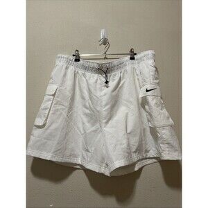 Women's Nike Shorts Medium Loose Fit High Rise Windbreaker Cargo Shorts White